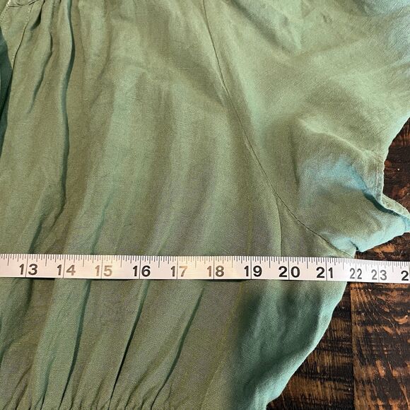 Anthropologie Somerset Teal Tiered Maxi Dress Linen Boho Plus 2X 248 - Picture 7 of 8